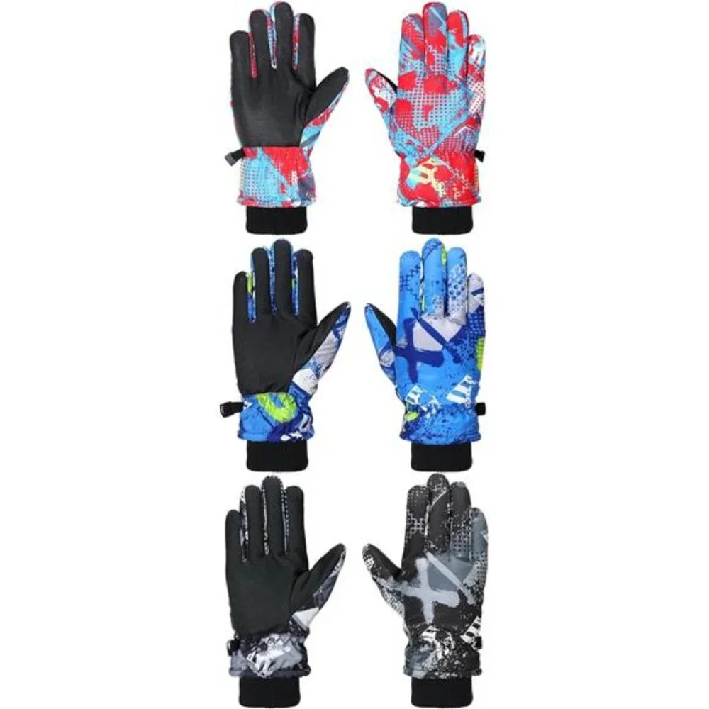 3 Pairs Kids Winter Gloves Waterproof Snow Ski Gloves